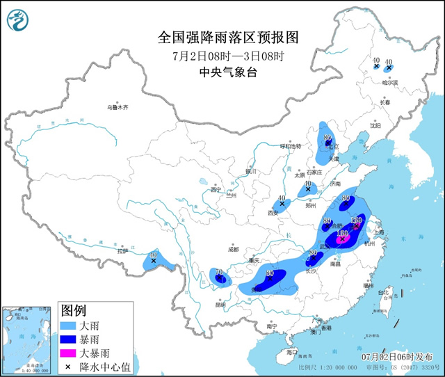 2021年07月02日:未来三天全国天气预报