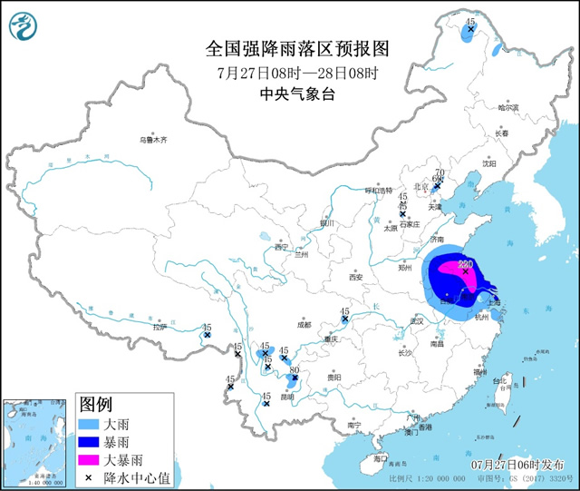 2021年07月27日:未来三天全国天气预报