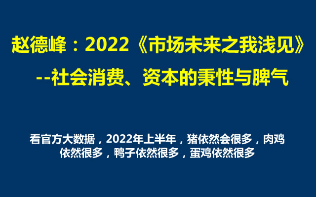 赵德峰：2022《市场未来之我浅见》--社会消费、资本的秉性与脾气