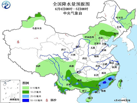 西南华南有较强降雨 内蒙古东北多阵雨雷阵雨