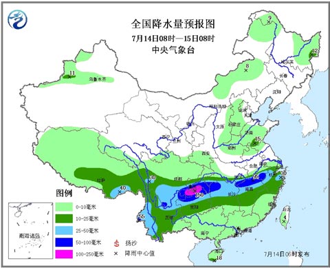 西南地区至长江中下游暴雨持续 北方热度不减