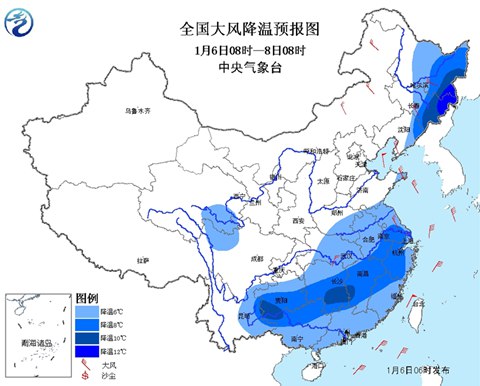 中东部大风降温持续 合肥南京等地有降雪