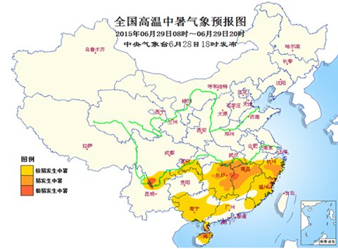 湖南江西四川等地29日极易发生中暑