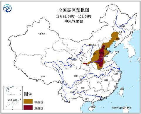 华北黄淮雾霾今日最重 明天减弱或消散