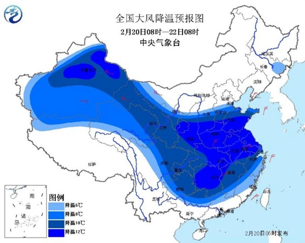 超一半国土将遭雨雪 中东部气温大跳水