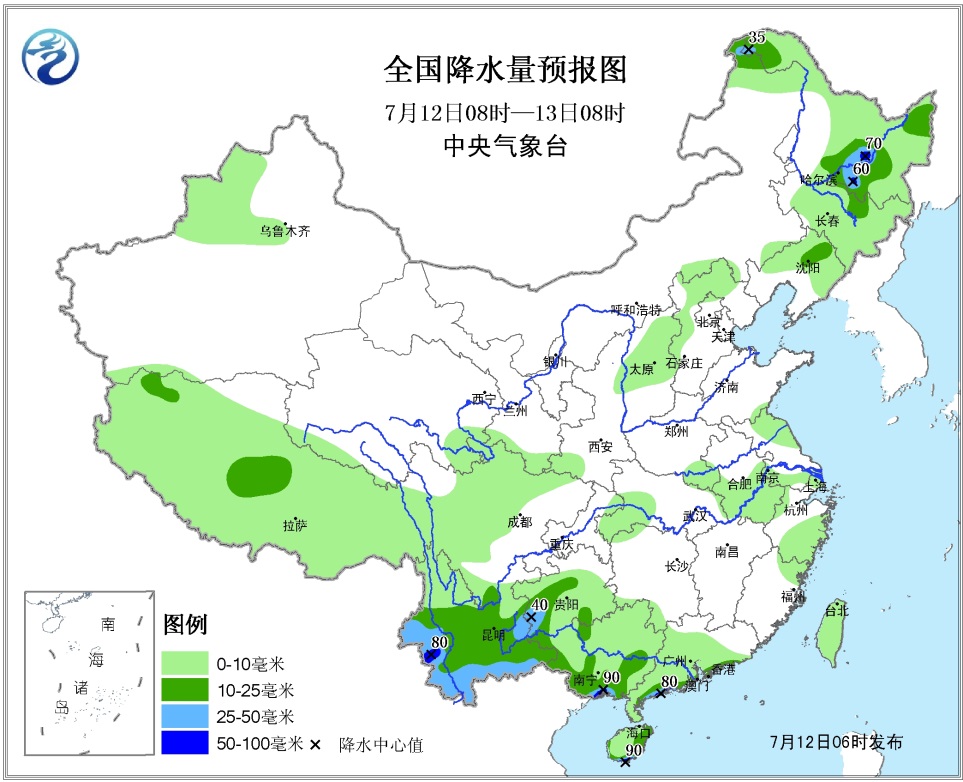 未来7天降水量分布图图片